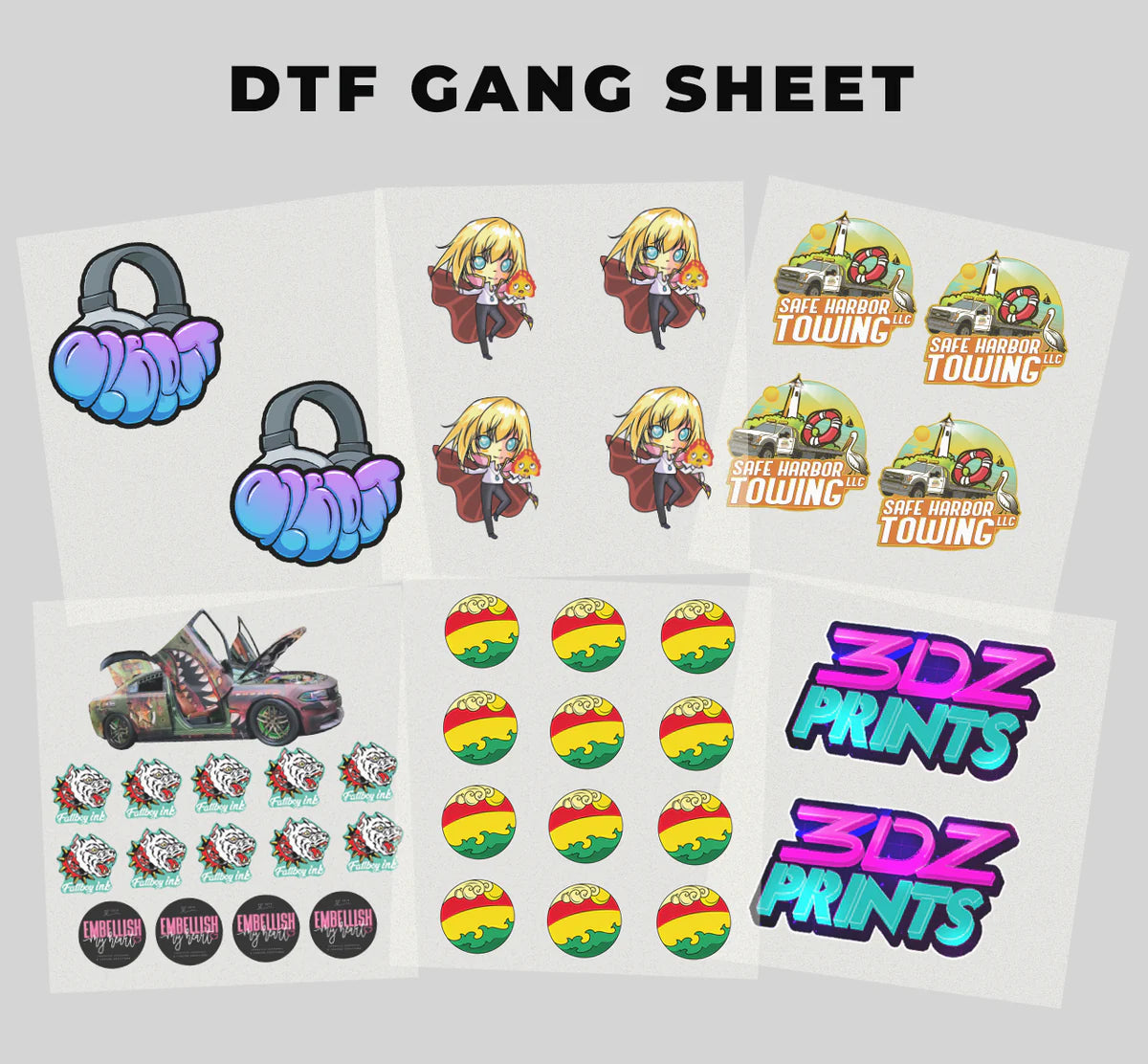 DTG DTF TRANSFERS GANG SHEET BUILDER 16 X 20IN OR 14 X 16IN